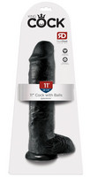 King Cock 11 - nagy tapadótalpas, herés dildó (28 cm) - fekete