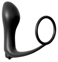 Analfantasy ass-gasm vibrator - análujj péniszgyűrűvel (fekete)