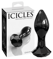 Icicles - kúpos üveg anál dildó (fekete)