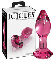 Icicles - kúpos üveg anál dildó (pink)