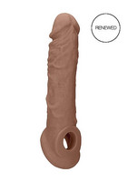 RealRock Penis Sleeve 8 - péniszköpeny (21 cm) - sötét natúr