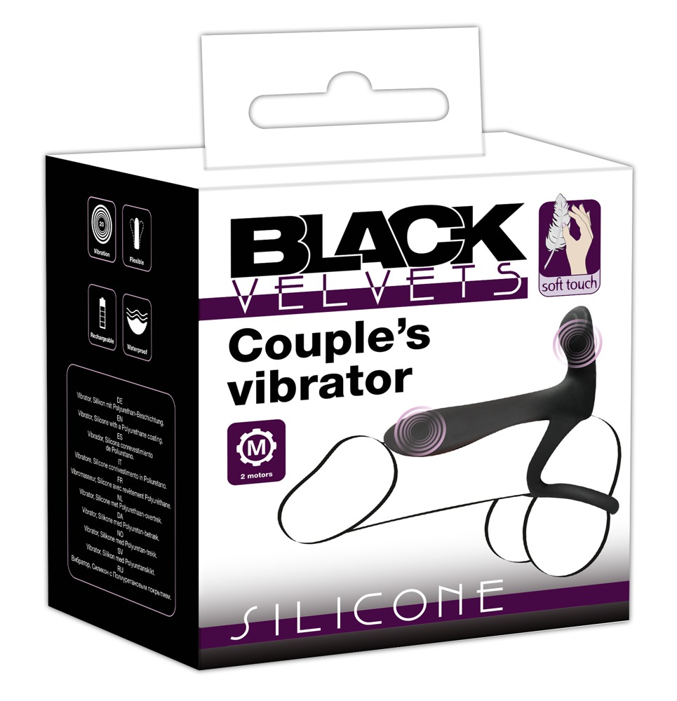 Black Velvet - akkus, vízálló 2in1 péniszgyűrű (fekete) kép