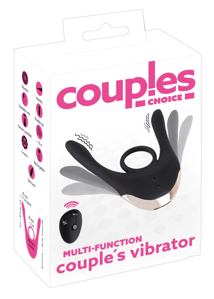 Couples Choice - akkus, 3 motoros párvibrátor (fekete) kép